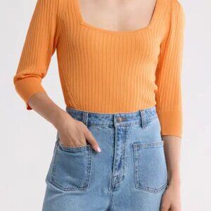 Joie Isa Square Neck Rib Stitch Top